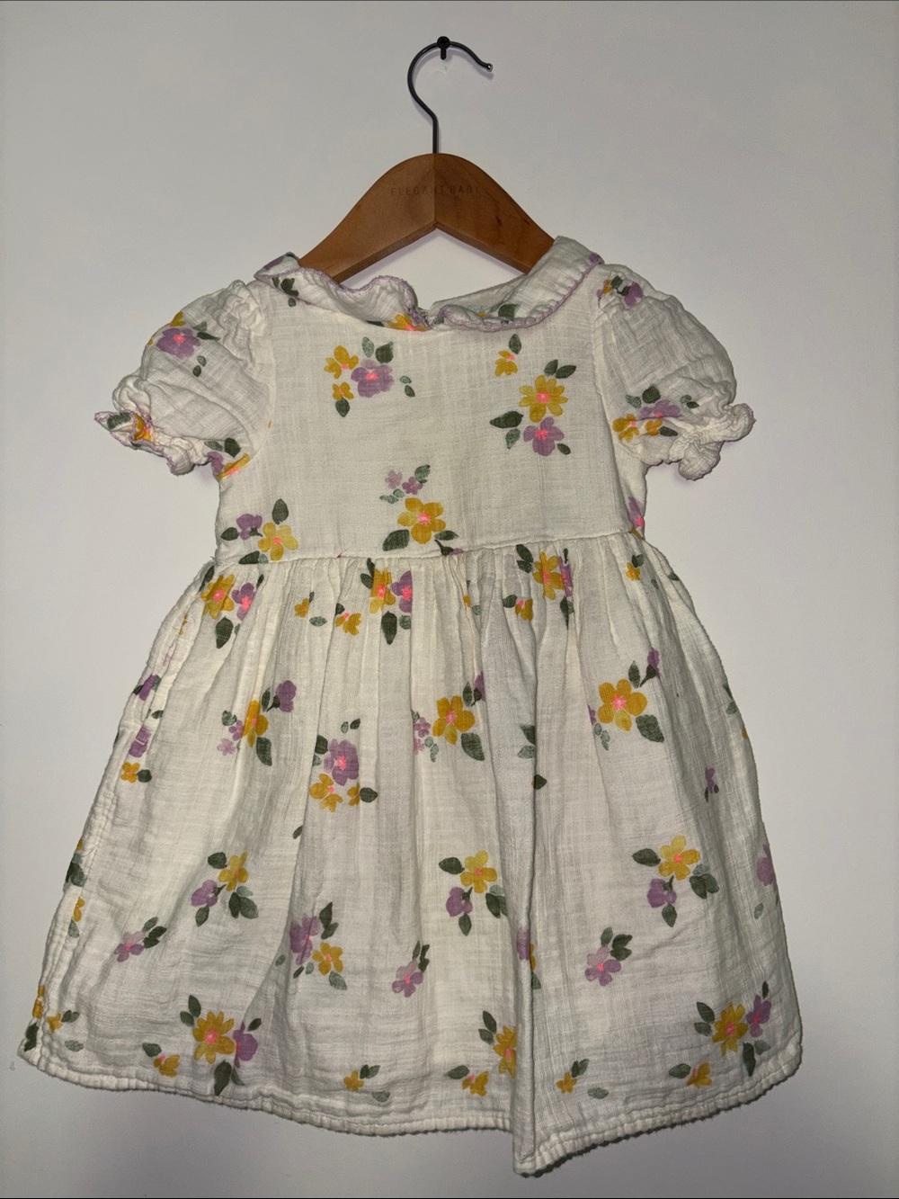 Cat & Jack White Floral Dress with Yellow and Pink Blooms